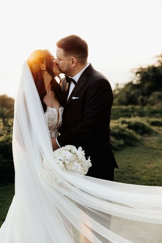 Bride and groom during intimate Hawaii wedding ceremony